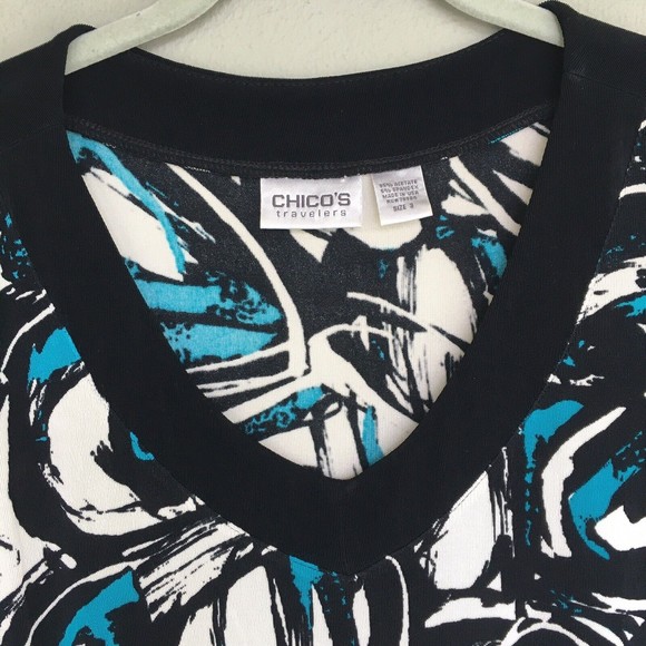 Travelers Chico's Slinky Knit Midi Dress Size 3 XL Modern Art Abstract Colorful - Picture 4 of 12